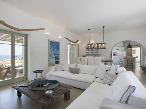 The comfortably furnished sea-view living area in the main house.